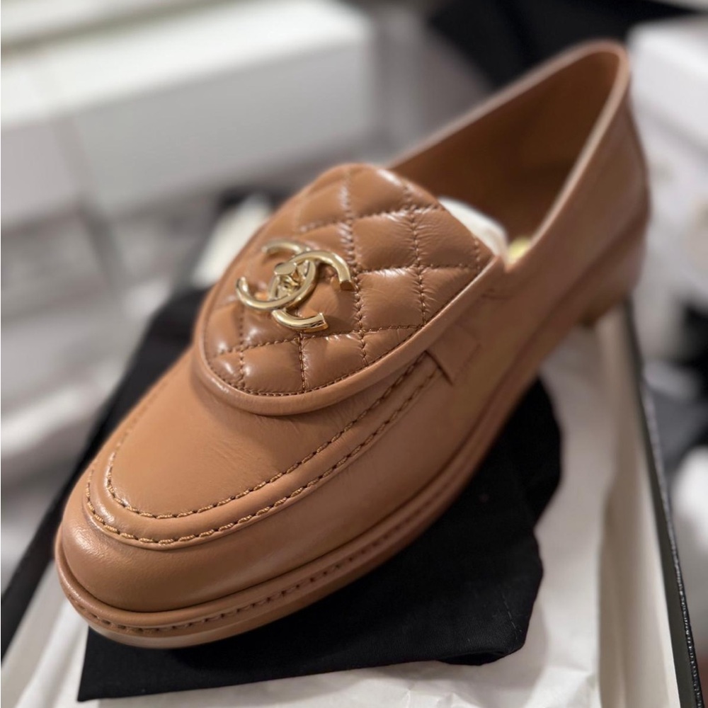 ISO Chanel Lock Loafer Dark Beige 2024 size 38